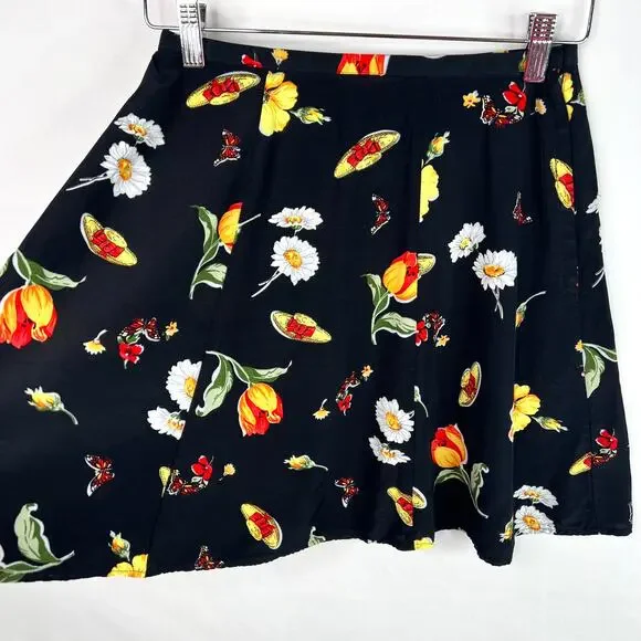 Vintage Flower & Butterfly Print A-Line Mini Skirt XS - Picture 3 of 9